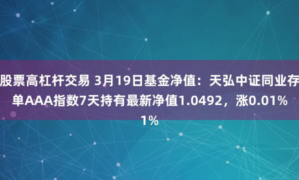 股票高杠杆交易 3月19日基金净值：天弘中证同业存单AAA指数7天持有最新净值1.0492，涨0.01%