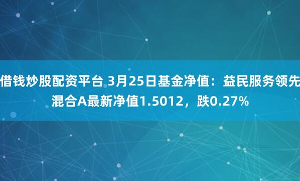 借钱炒股配资平台 3月25日基金净值：益民服务领先混合A最新净值1.5012，跌0.27%