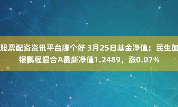 股票配资资讯平台哪个好 3月25日基金净值：民生加银鹏程混合A最新净值1.2489，涨0.07%