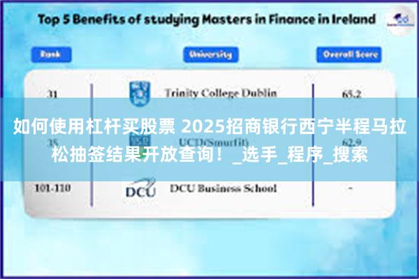 如何使用杠杆买股票 2025招商银行西宁半程马拉松抽签结果开放查询！_选手_程序_搜索