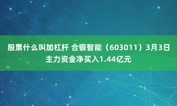 股票什么叫加杠杆 合锻智能（603011）3月3日主力资金净买入1.44亿元