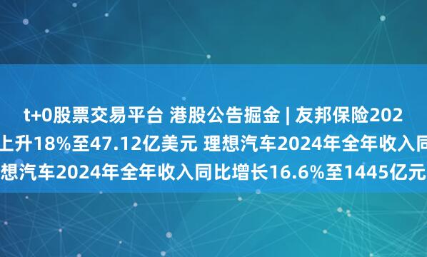 t+0股票交易平台 港股公告掘金 | 友邦保险2024年度新业务价值同比上升18%至47.12亿美元 理想汽车2024年全年收入同比增长16.6%至1445亿元