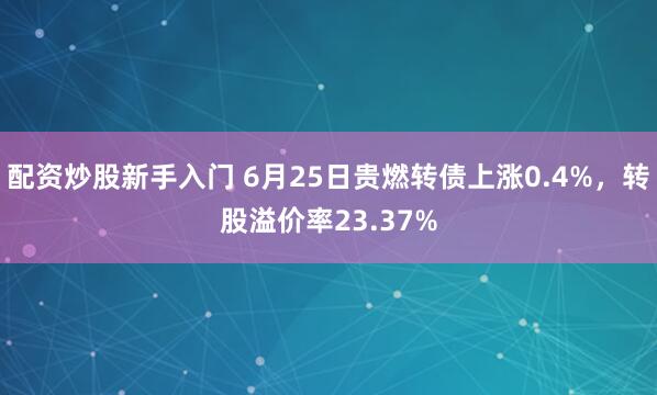 配资炒股新手入门 6月25日贵燃转债上涨0.4%，转股溢价率23.37%