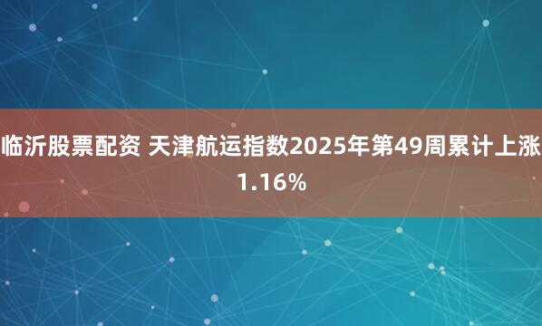 临沂股票配资 天津航运指数2025年第49周累计上涨1.16%